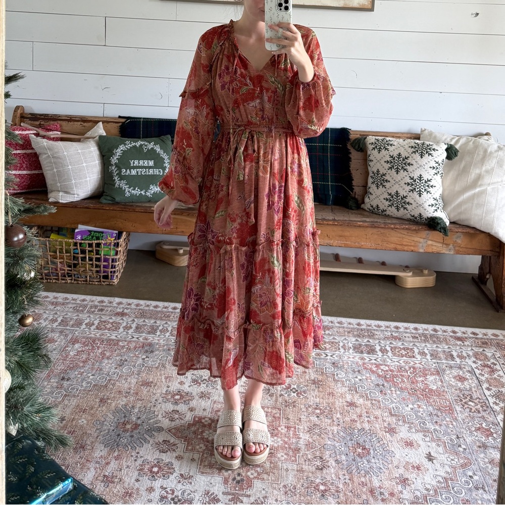 Floral Long Sleeve Dress Wrap Dress size Medium - Picture 5 of 5